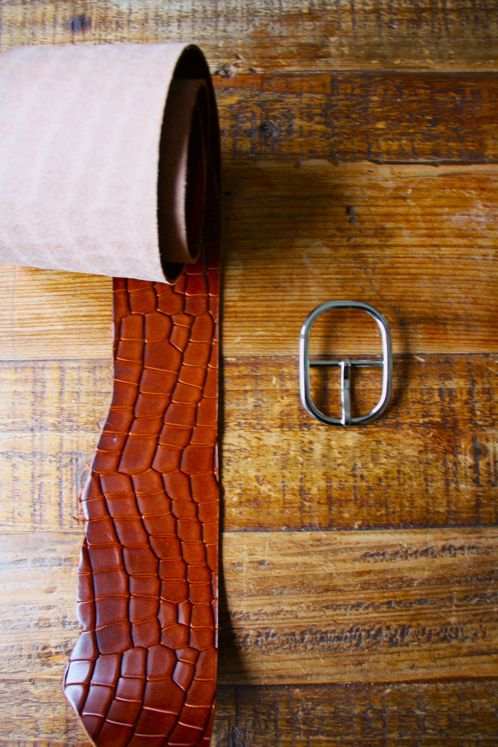 Ceinture En Cuir Vintage SOLFIN Style Croco - Noir, Taille 95, Années 80, Très Bon état